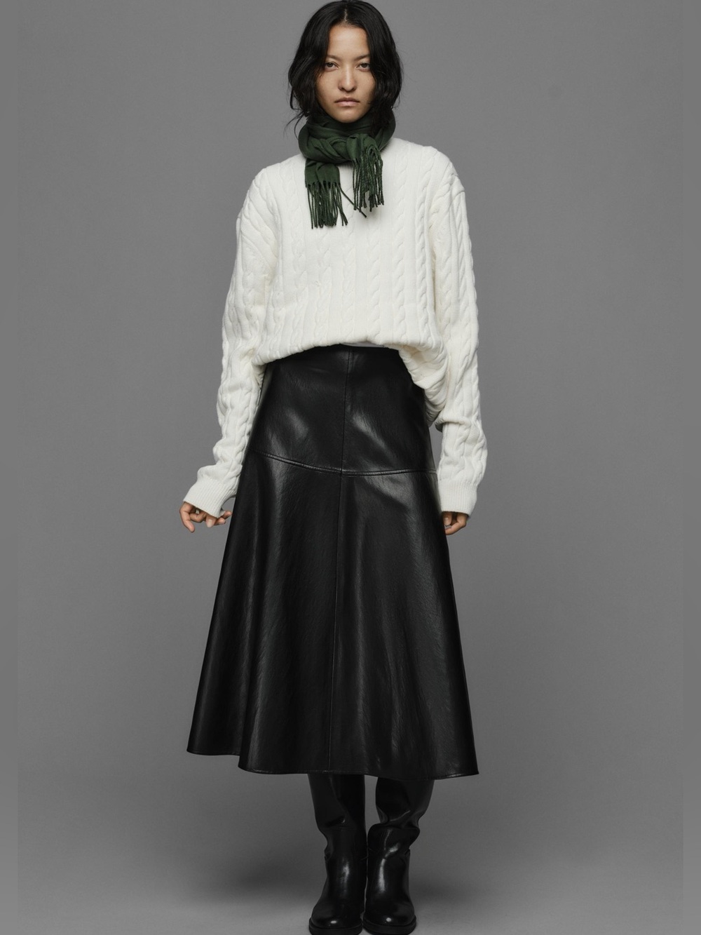 Zara faux leather midi skirt